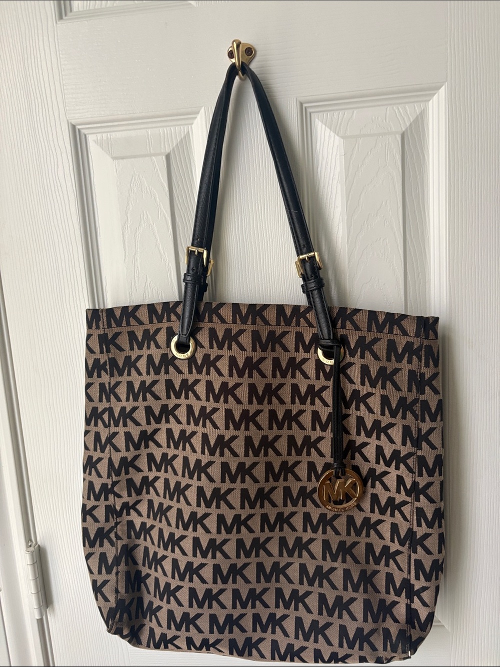 Michael Kors Brown and Black MK Logo Tote